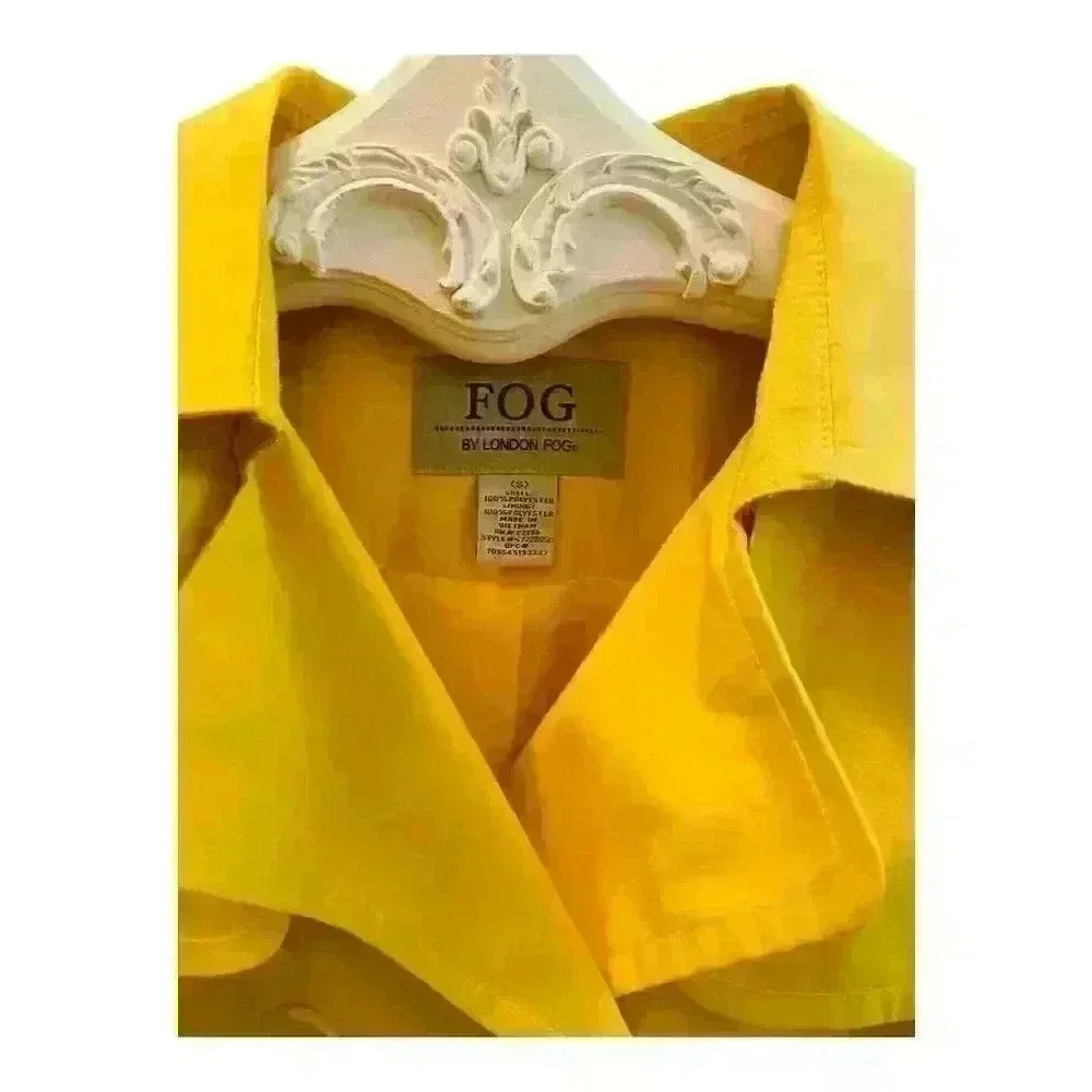 London Fog Women's Yellow Double Breasted Belted Trench Coat Size S - Picture 3 of 5
